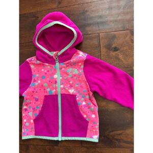 The North Face Infant Girls Pink Confetti Fleece Full Zip Hoodie Jacket 6-12M